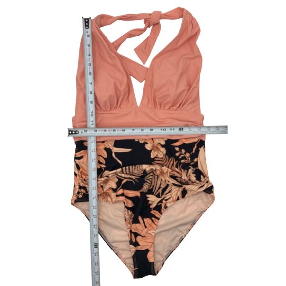 Cupshe Size Large Womens Floral Print Halter Neck One-Piece Swimsuit With Adjust - Picture 3 of 13